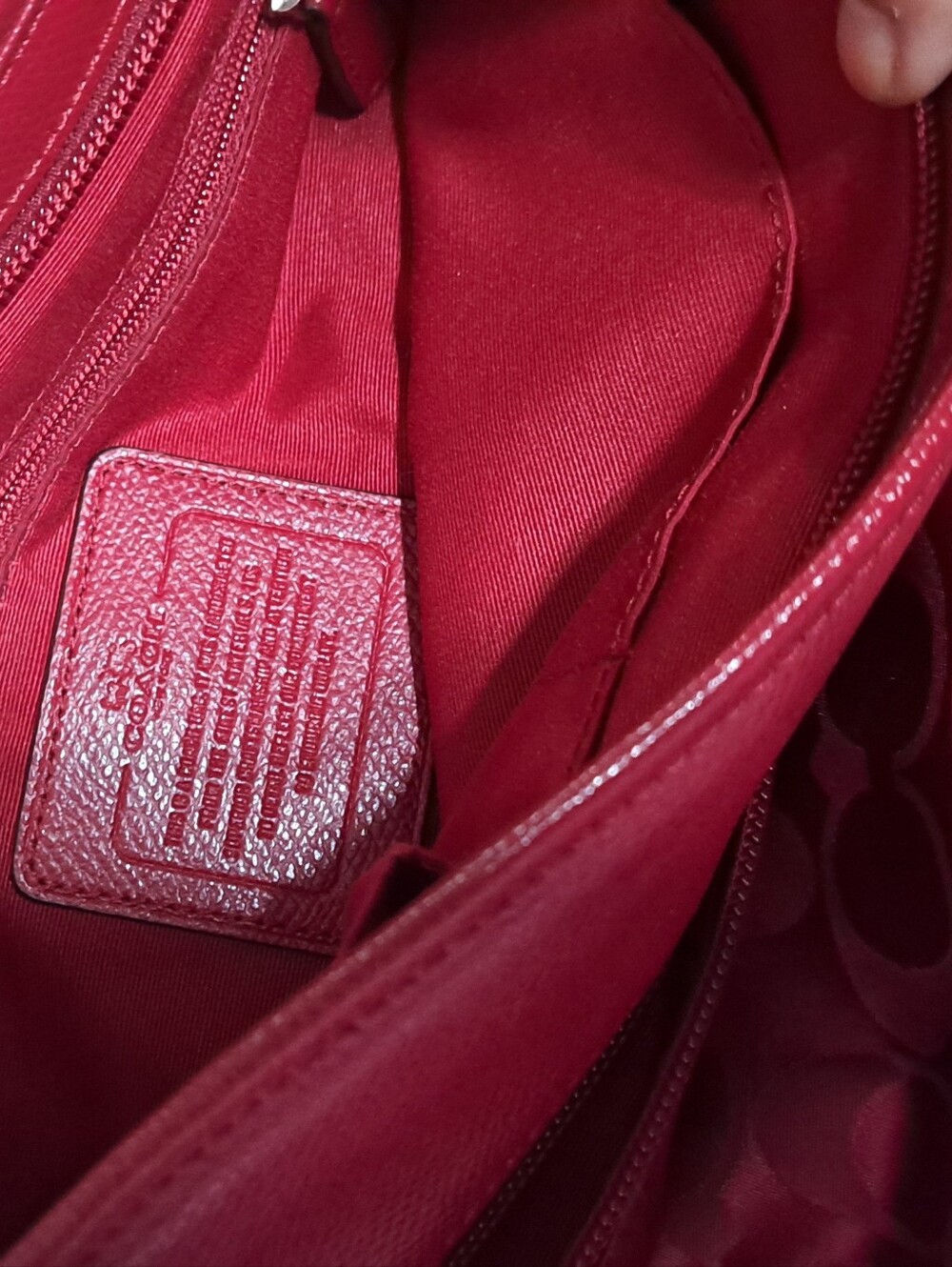 Coach Red Signature Shoulder Bag with Leather Accents - Picture 2 of 3